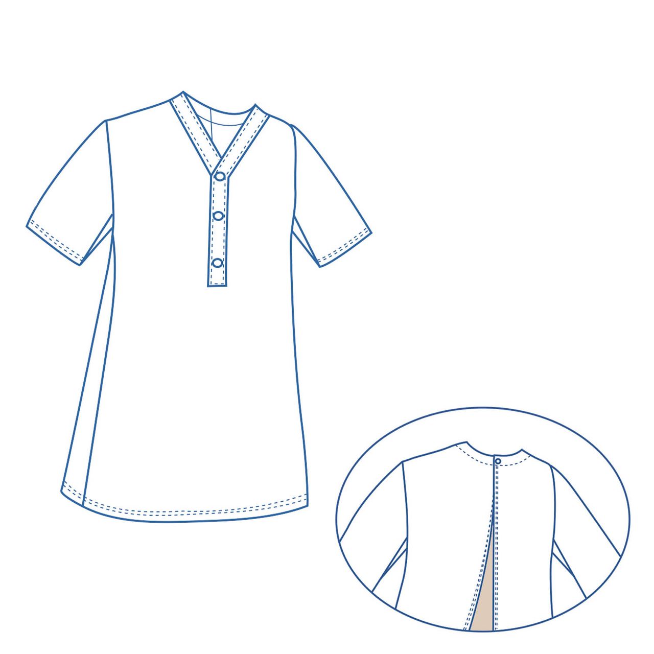 Patientenhemd Nadelzug kurzarm