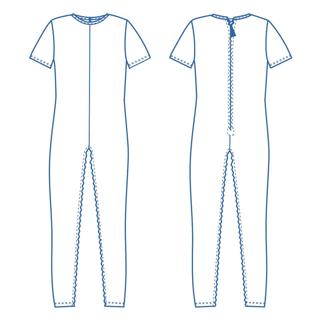 Pflegebody langbein kurzarm Nadelzug 